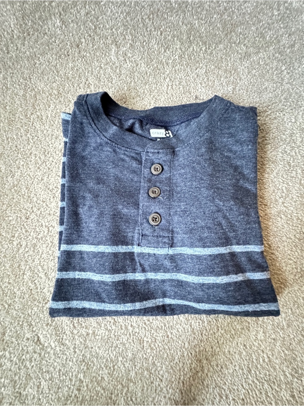 Crazy 8 Boys Navy and Light Gray Striped Henley Tee